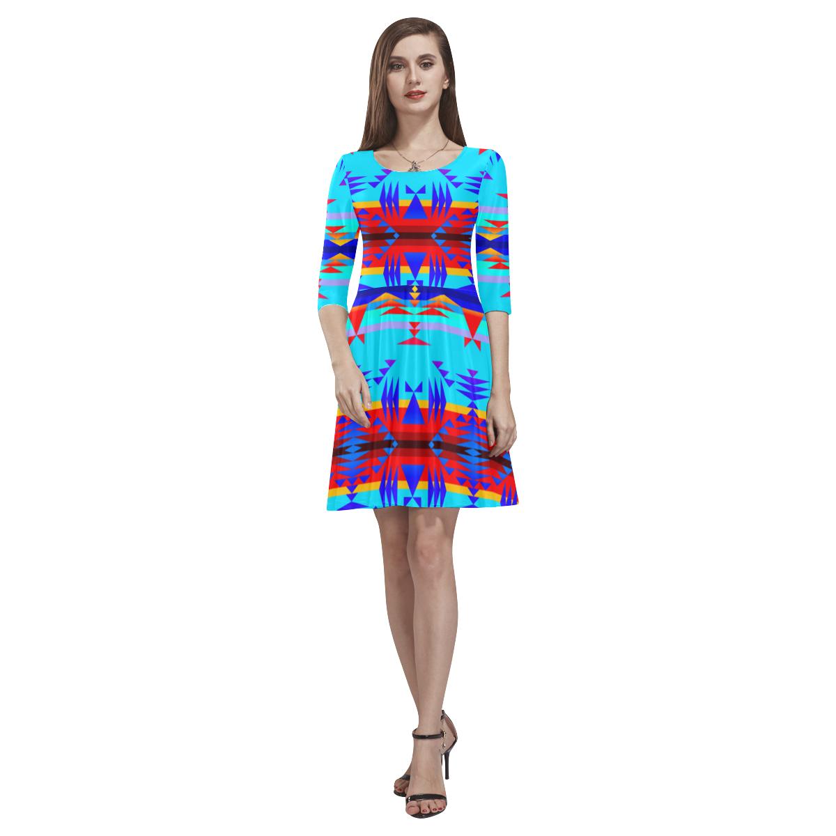 Between the Mountains Blue Tethys Half-Sleeve Skater Dress(Model D20) Tethys Half-Sleeve Skater Dress (D20) e-joyer