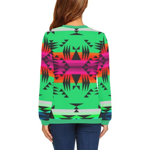 Between the Mountains Deep Lake All Over Print Crewneck Sweatshirt for Women (Model H18) Crewneck Sweatshirt for Women (H18) e-joyer