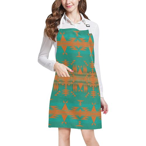 Between the Mountains Deep Lake Orange All Over Print Apron All Over Print Apron e-joyer