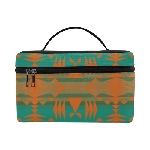 Between the Mountains Deep Lake Orange Cosmetic Bag/Large (Model 1658) Cosmetic Bag e-joyer