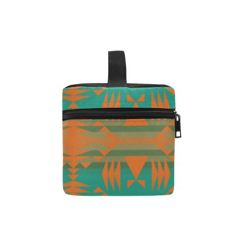 Between the Mountains Deep Lake Orange Cosmetic Bag/Large (Model 1658) Cosmetic Bag e-joyer
