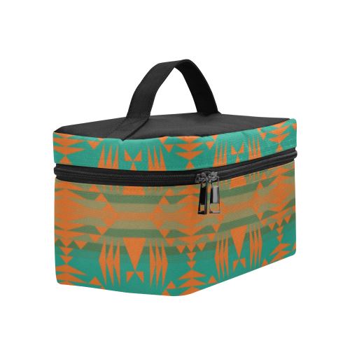 Between the Mountains Deep Lake Orange Cosmetic Bag/Large (Model 1658) Cosmetic Bag e-joyer