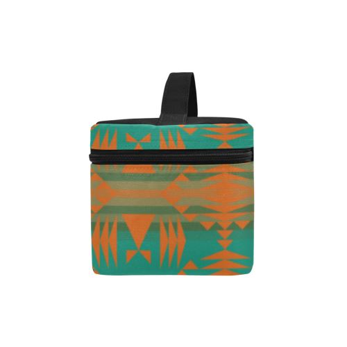 Between the Mountains Deep Lake Orange Cosmetic Bag/Large (Model 1658) Cosmetic Bag e-joyer
