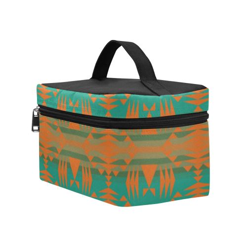 Between the Mountains Deep Lake Orange Cosmetic Bag/Large (Model 1658) Cosmetic Bag e-joyer