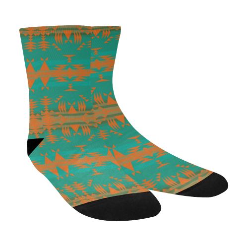 Between the Mountains Deep Lake Orange Crew Socks Crew Socks e-joyer