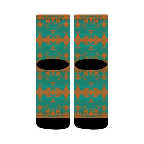 Between the Mountains Deep Lake Orange Crew Socks Crew Socks e-joyer