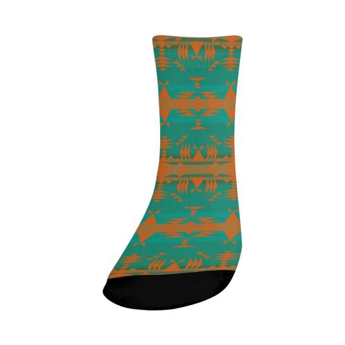 Between the Mountains Deep Lake Orange Crew Socks Crew Socks e-joyer