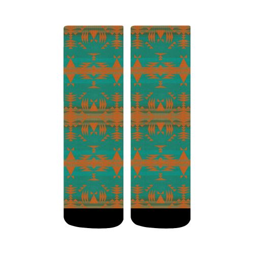 Between the Mountains Deep Lake Orange Crew Socks Crew Socks e-joyer