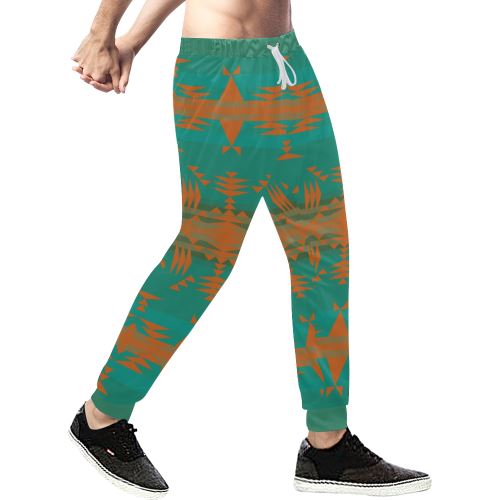 Between the Mountains Deep Lake Orange Men's All Over Print Sweatpants (Model L11) Men's All Over Print Sweatpants (L11) e-joyer