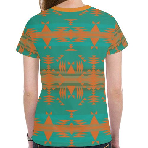 Between the Mountains Deep Lake Orange New All Over Print T-shirt for Women (Model T45) New All Over Print T-shirt for Women (T45) e-joyer