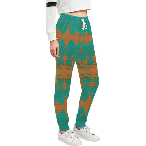 Between the Mountains Deep Lake Orange Women's All Over Print Sweatpants (Model L11) Women's All Over Print Sweatpants (L11) e-joyer