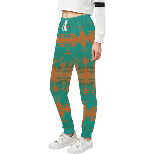 Between the Mountains Deep Lake Orange Women's All Over Print Sweatpants (Model L11) Women's All Over Print Sweatpants (L11) e-joyer