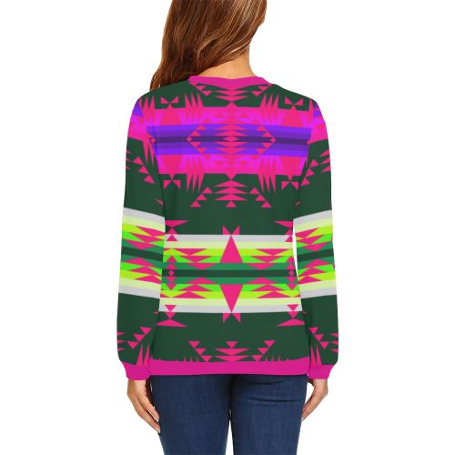 Between the Mountains Deep Lake Sunset All Over Print Crewneck Sweatshirt for Women (Model H18) Crewneck Sweatshirt for Women (H18) e-joyer