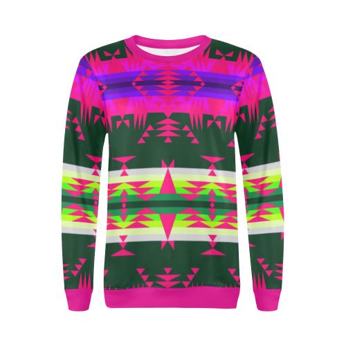 Between the Mountains Deep Lake Sunset All Over Print Crewneck Sweatshirt for Women (Model H18) Crewneck Sweatshirt for Women (H18) e-joyer