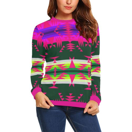 Between the Mountains Deep Lake Sunset All Over Print Crewneck Sweatshirt for Women (Model H18) Crewneck Sweatshirt for Women (H18) e-joyer