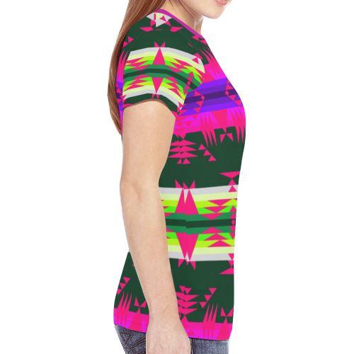 Between the Mountains Deep Lake Sunset New All Over Print T-shirt for Women (Model T45) New All Over Print T-shirt for Women (T45) e-joyer