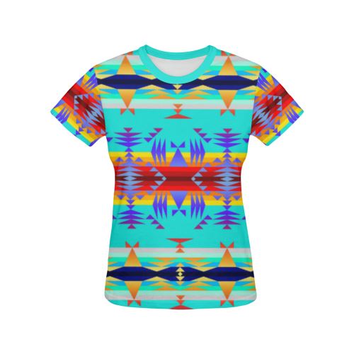 Between the Mountains Fire All Over Print T-shirt for Women/Large Size (USA Size) (Model T40) All Over Print T-Shirt for Women/Large (T40) e-joyer