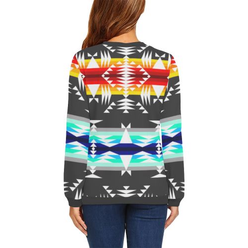 Between the Mountains Gray All Over Print Crewneck Sweatshirt for Women (Model H18) Crewneck Sweatshirt for Women (H18) e-joyer