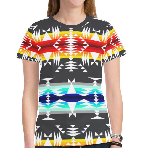 Between the Mountains Gray New All Over Print T-shirt for Women (Model T45) New All Over Print T-shirt for Women (T45) e-joyer