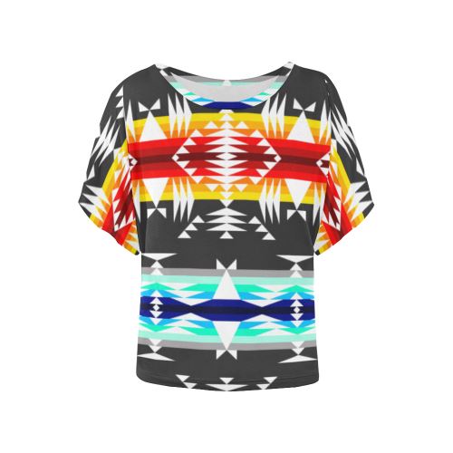 Between the Mountains Gray Women's Batwing-Sleeved Blouse T shirt (Model T44) Women's Batwing-Sleeved Blouse T shirt (T44) e-joyer