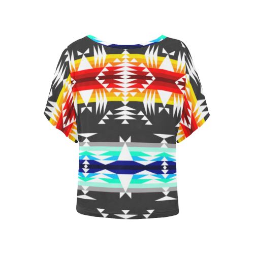 Between the Mountains Gray Women's Batwing-Sleeved Blouse T shirt (Model T44) Women's Batwing-Sleeved Blouse T shirt (T44) e-joyer