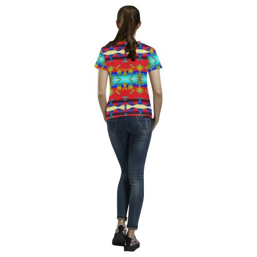 Between the Mountains Greasy Sierra All Over Print T-shirt for Women/Large Size (USA Size) (Model T40) All Over Print T-Shirt for Women/Large (T40) e-joyer