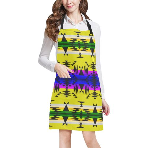 Between the Mountains Greasy Yellow All Over Print Apron All Over Print Apron e-joyer