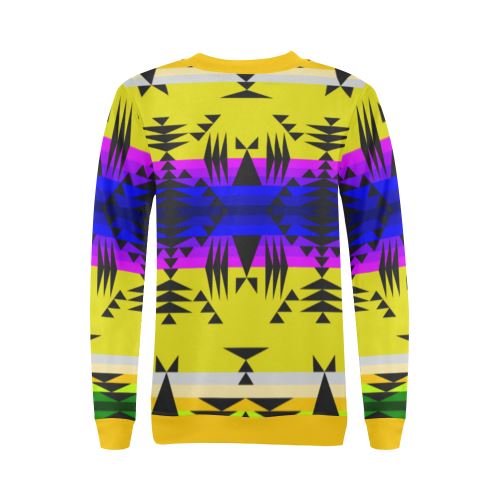 Between the Mountains Greasy Yellow All Over Print Crewneck Sweatshirt for Women (Model H18) Crewneck Sweatshirt for Women (H18) e-joyer