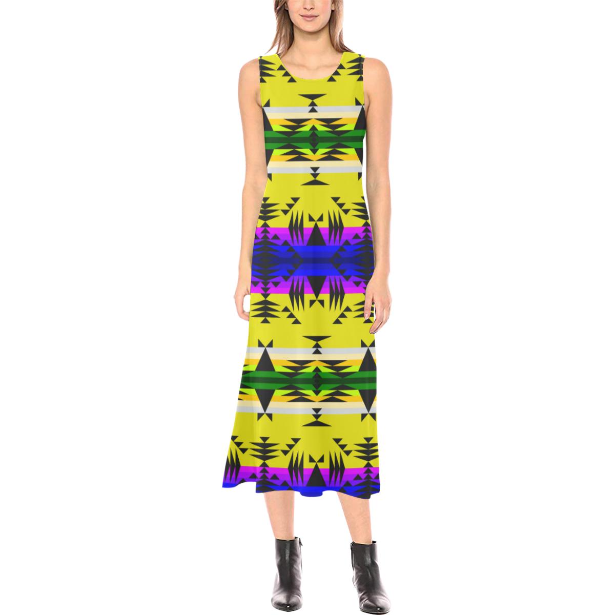 Between the Mountains Greasy Yellow Phaedra Sleeveless Open Fork Long Dress (Model D08) Phaedra Sleeveless Open Fork Long Dress (D08) e-joyer