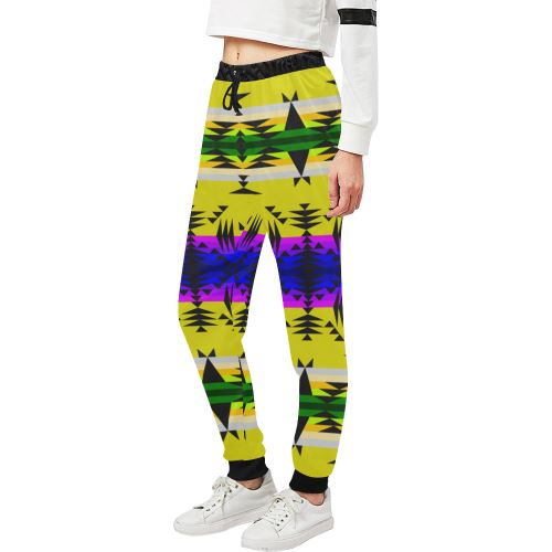 Between the Mountains Greasy Yellow Women's All Over Print Sweatpants (Model L11) Women's All Over Print Sweatpants (L11) e-joyer