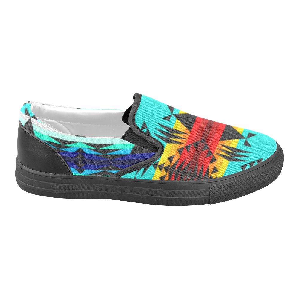 Between the Mountains Men's Unusual Slip-on Canvas Shoes (Model 019) Men's Unusual Slip-on Canvas Shoes (019) e-joyer