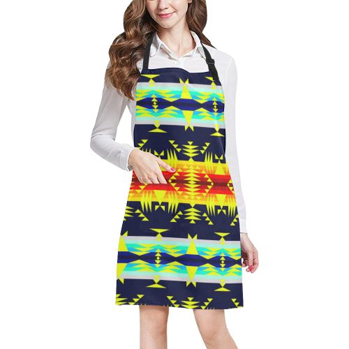 Between the Mountains Navy Yellow All Over Print Apron All Over Print Apron e-joyer
