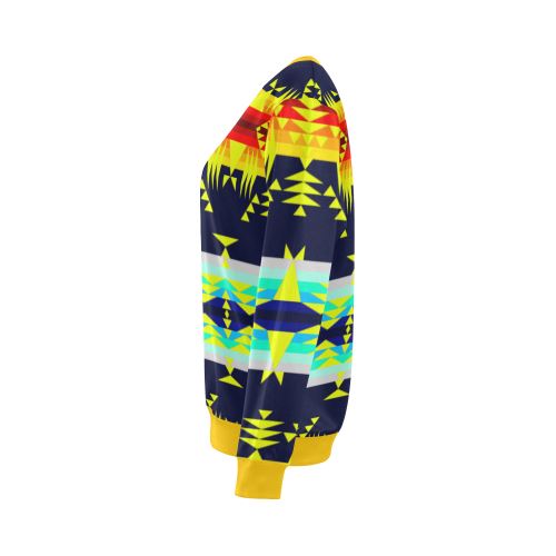 Between the Mountains Navy Yellow All Over Print Crewneck Sweatshirt for Women (Model H18) Crewneck Sweatshirt for Women (H18) e-joyer