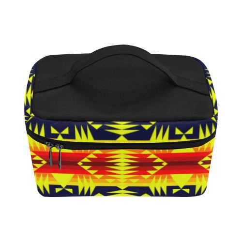 Between the Mountains Navy Yellow Cosmetic Bag/Large (Model 1658) Cosmetic Bag e-joyer