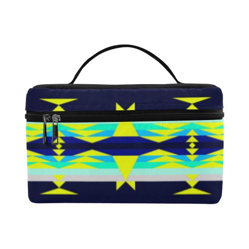 Between the Mountains Navy Yellow Cosmetic Bag/Large (Model 1658) Cosmetic Bag e-joyer