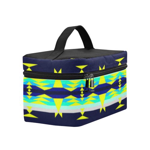 Between the Mountains Navy Yellow Cosmetic Bag/Large (Model 1658) Cosmetic Bag e-joyer