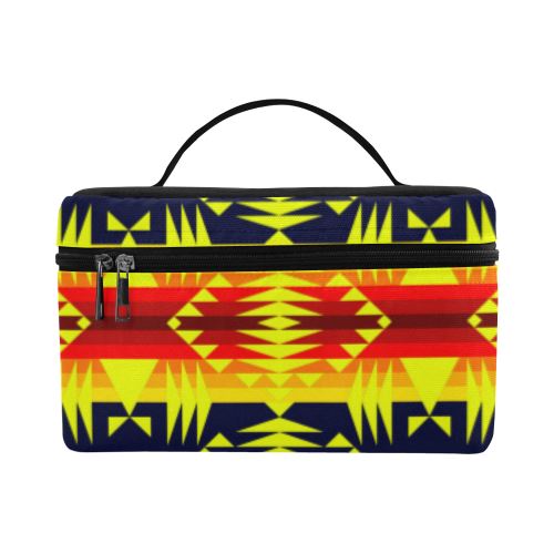 Between the Mountains Navy Yellow Cosmetic Bag/Large (Model 1658) Cosmetic Bag e-joyer