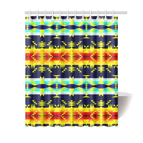 Between the Mountains Navy Yellow Shower Curtain 60"x72" Shower Curtain 60"x72" e-joyer
