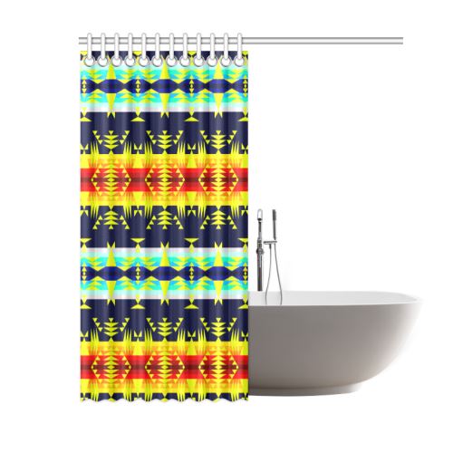 Between the Mountains Navy Yellow Shower Curtain 60"x72" Shower Curtain 60"x72" e-joyer