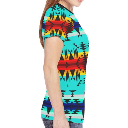 Between the Mountains New All Over Print T-shirt for Women (Model T45) New All Over Print T-shirt for Women (T45) e-joyer