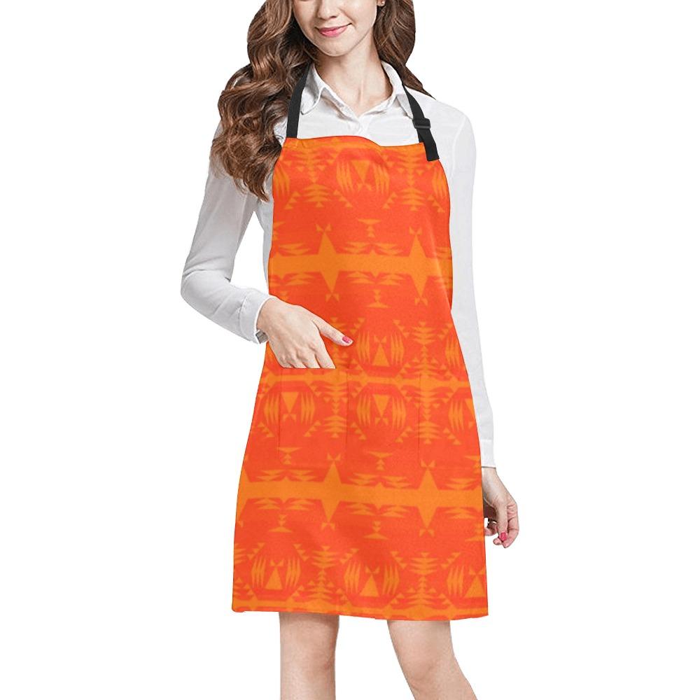 Between the Mountains Orange All Over Print Apron All Over Print Apron e-joyer