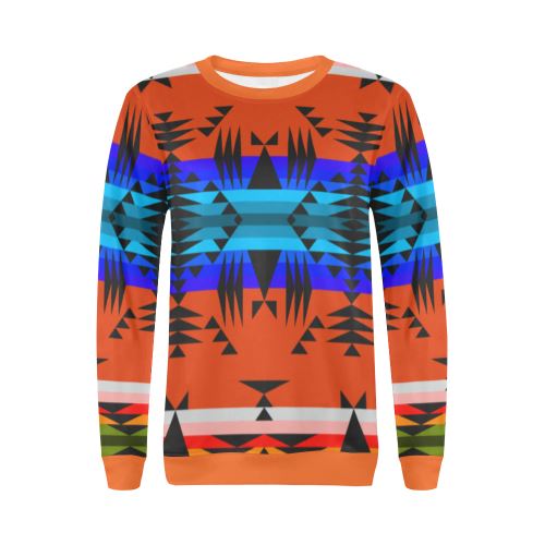Between the Mountains Orange All Over Print Crewneck Sweatshirt for Women (Model H18) Crewneck Sweatshirt for Women (H18) e-joyer