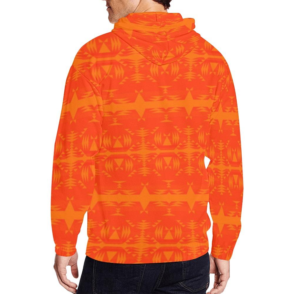 Between the Mountains Orange All Over Print Full Zip Hoodie for Men (Model H14) All Over Print Full Zip Hoodie for Men (H14) e-joyer