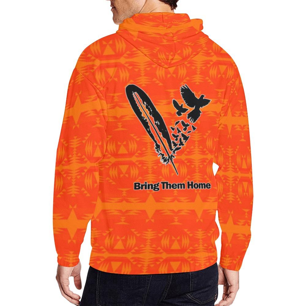 Between the Mountains Orange Bring Them Home All Over Print Full Zip Hoodie for Men (Model H14) All Over Print Full Zip Hoodie for Men (H14) e-joyer