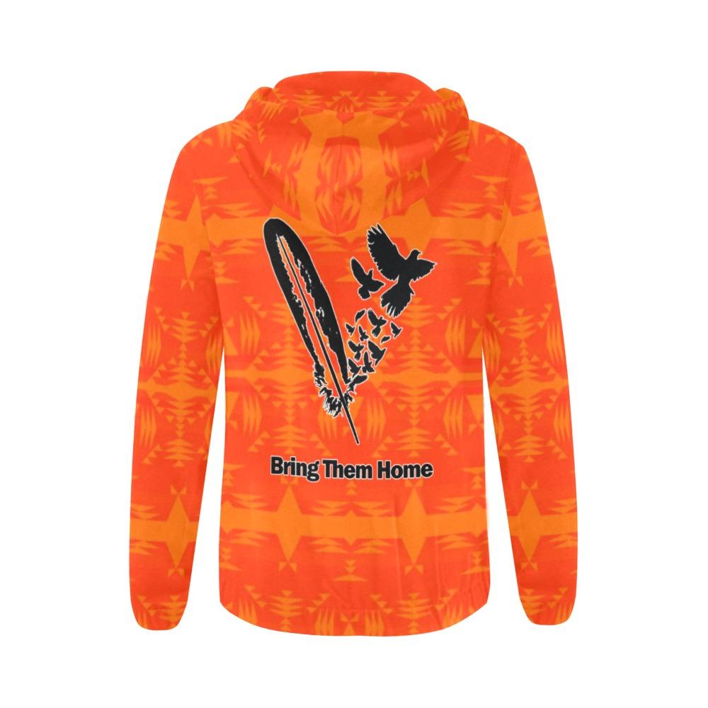 Between the Mountains Orange Bring Them Home All Over Print Full Zip Hoodie for Women (Model H14) All Over Print Full Zip Hoodie for Women (H14) e-joyer