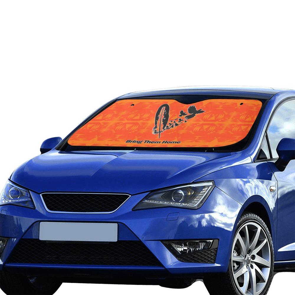 Between the Mountains Orange Bring Them Home Car Sun Shade 55"x30" Car Sun Shade e-joyer