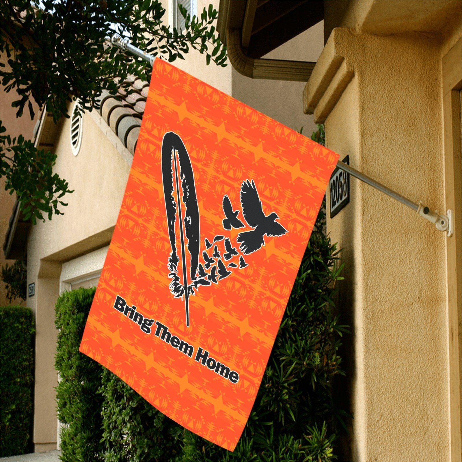 Between the Mountains Orange - Bring Them Home Feather with Doves Garden Flag 36''x60'' (Two Sides Printing) Garden Flag 36‘’x60‘’ (Two Sides) e-joyer
