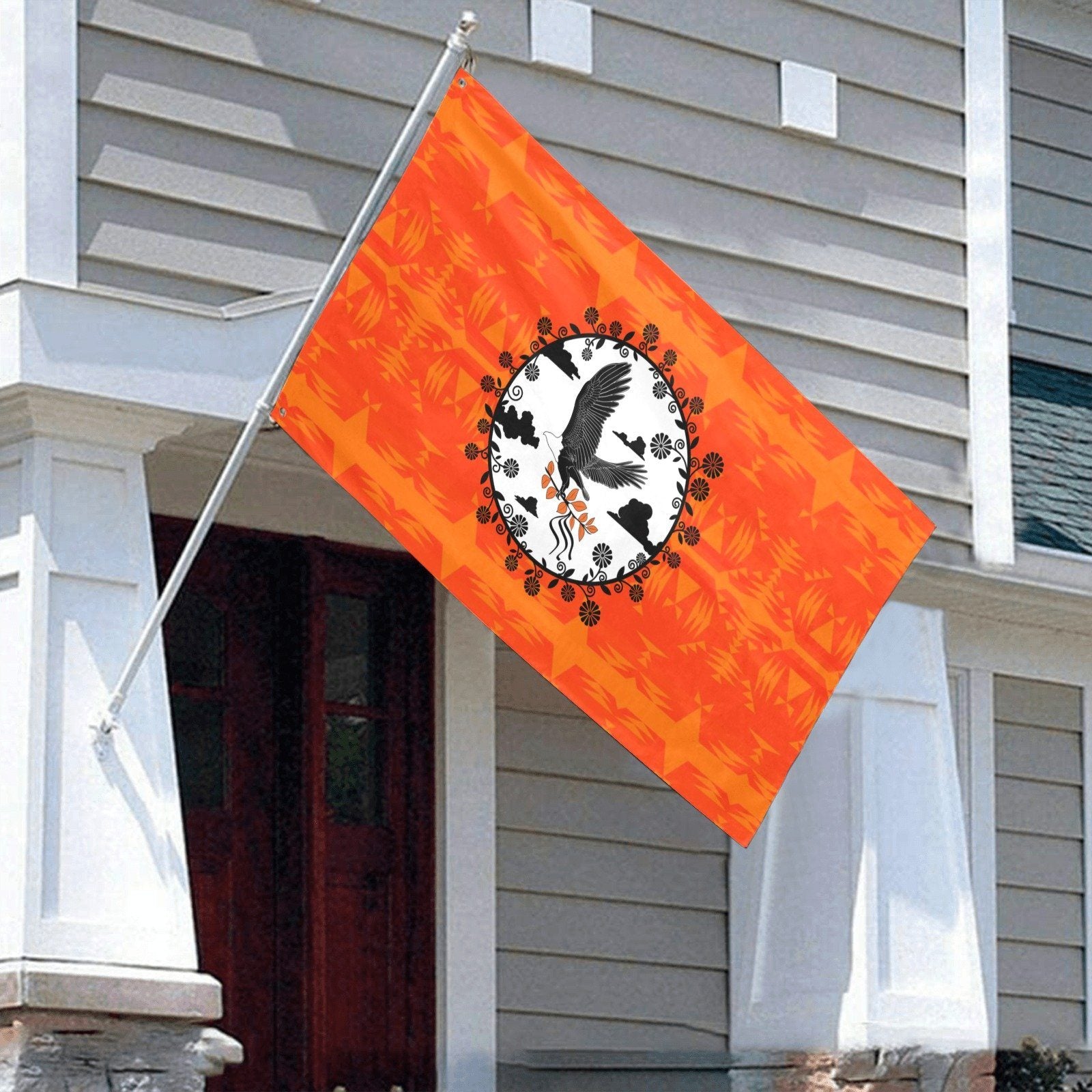 Between the Mountains Orange Carrying Their Prayers Garden Flag 59"x35" Garden Flag 59"x35" e-joyer