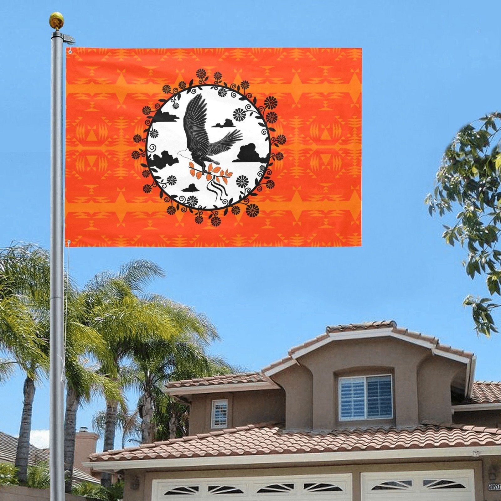 Between the Mountains Orange Carrying Their Prayers Garden Flag 70"x47" Garden Flag 70"x47" e-joyer
