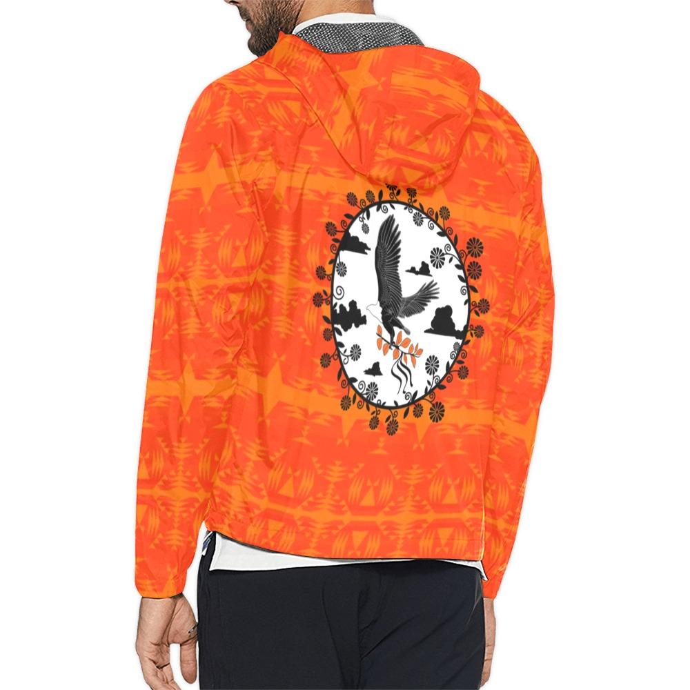 Between the Mountains Orange Carrying Their Prayers Unisex All Over Print Windbreaker (Model H23) All Over Print Windbreaker for Men (H23) e-joyer